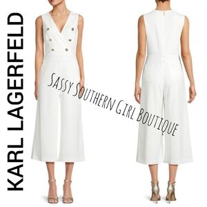 🆕⭐Karl Lagerfeld White Gold Button Jumpsuit